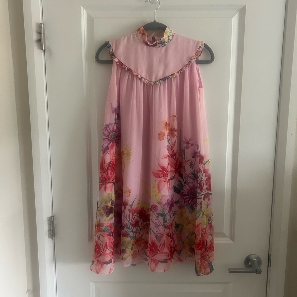 Floral Pink Kids Casual Dress - Picture 1 of 13